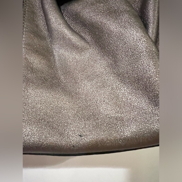 COACH Soho Pleated Shoulder Tote Bag Leather Metallic Gray - Picture 5 of 9